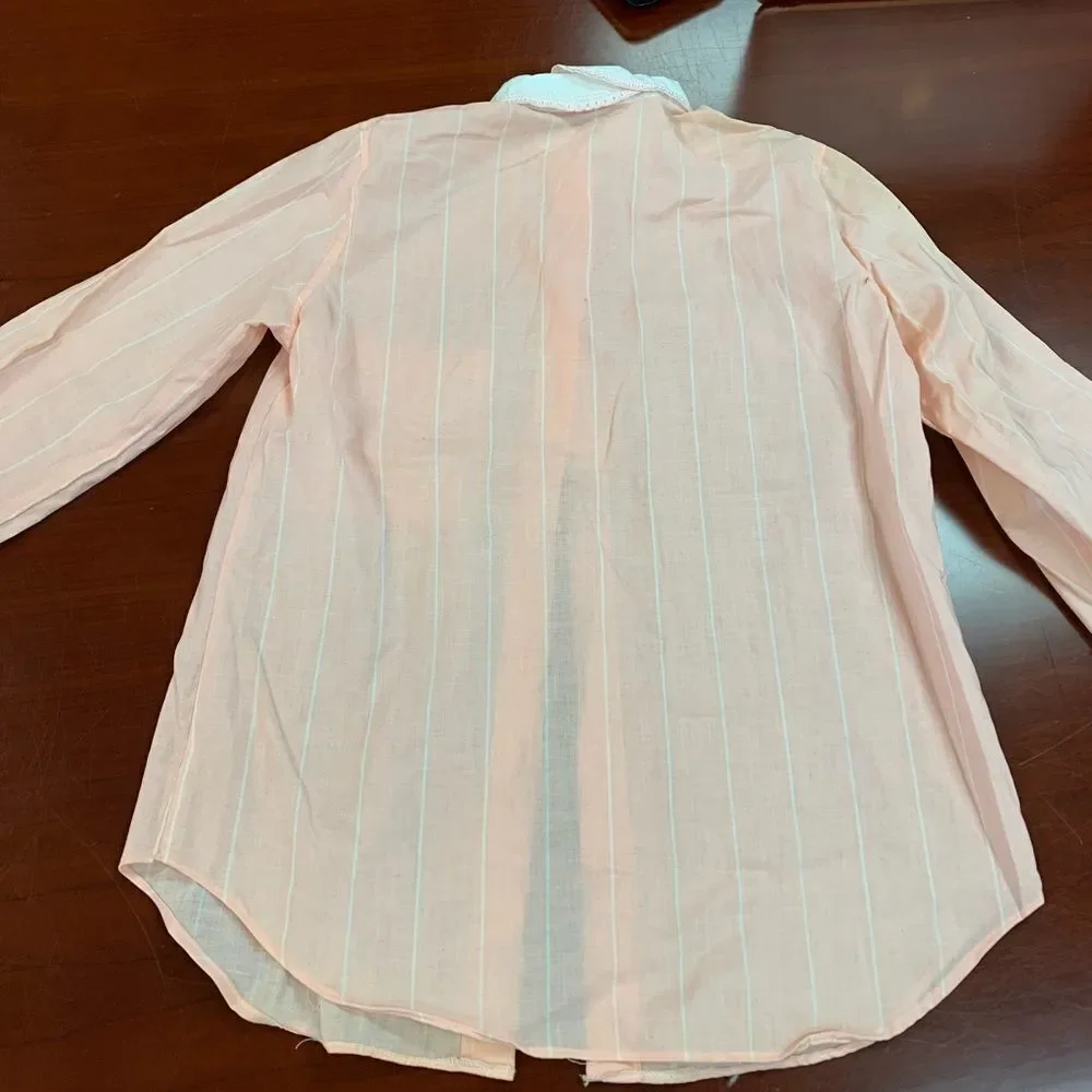 Vintage Laura Mae Pink & White Lace Trim Button Down sz 10 NWT - Picture 5 of 5